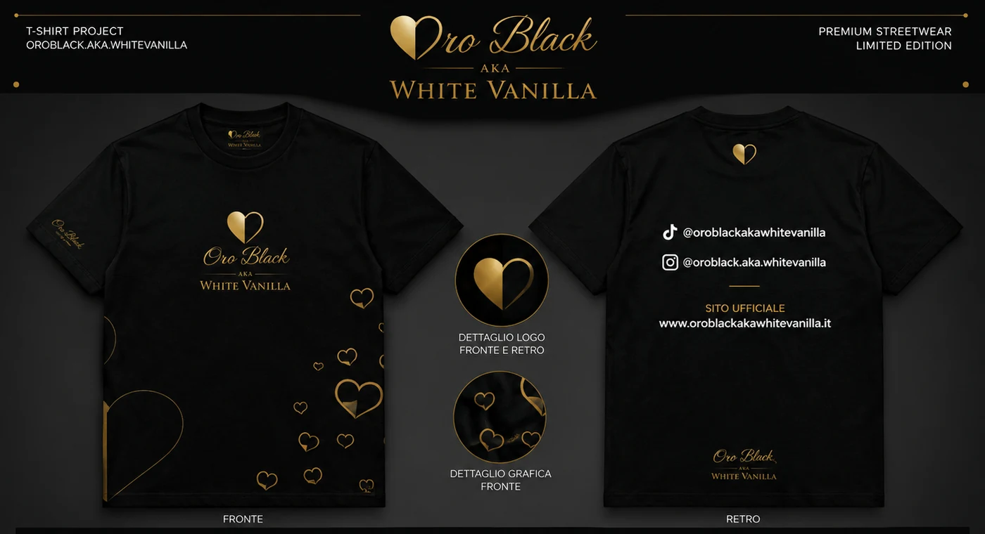 Maglietta OroblackAkaWhiteVanilla Premium Heart Edition