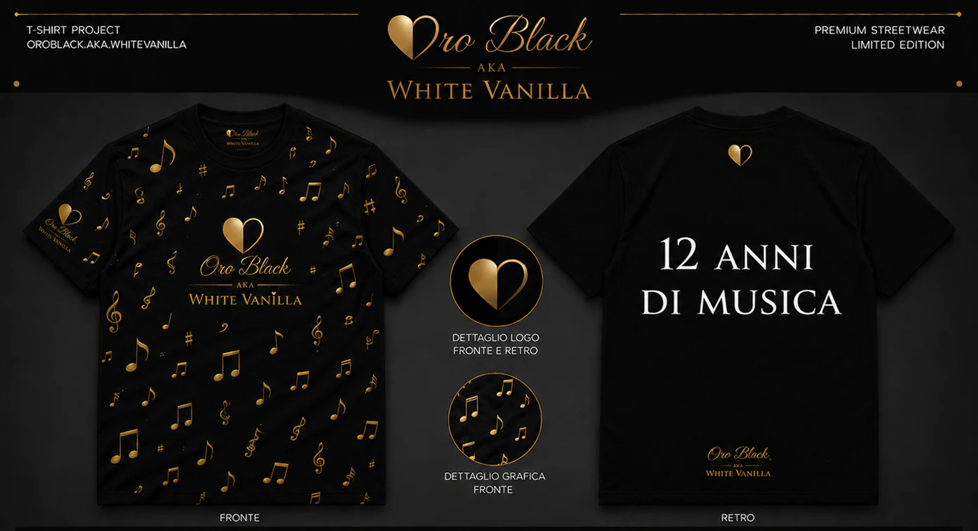 Maglietta OroblackAkaWhiteVanilla 12 anni di musica