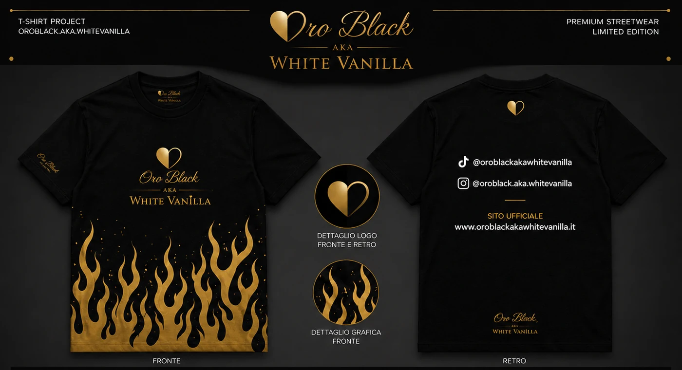 Maglietta OroblackAkaWhiteVanilla Flames Gold
